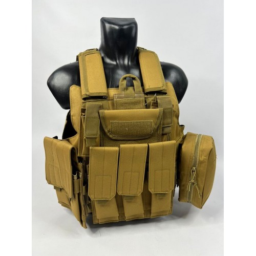 Тактический разгрузочный жилет «5 / пять карманов» с подсумками Tactical Molle Plate Carrier для съемных бронепластин в Армавире